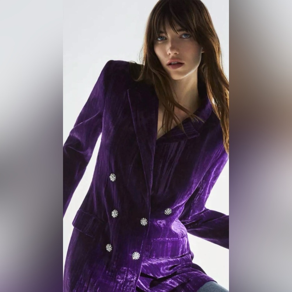 ZARA NEW purple blazer/dress with crystal buttons in size M